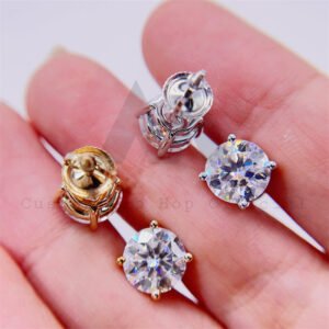 gra certificiated hot sell single stone solitaire earrings 10k real gold moissanite stud earrings with screw back - Image 5