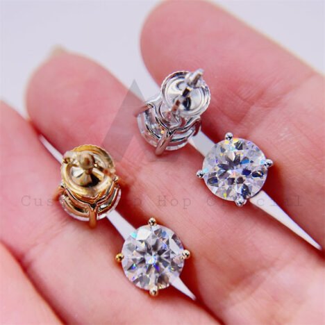 gra certificiated hot sell single stone solitaire earrings 10k real gold moissanite stud earrings with screw back - Image 5