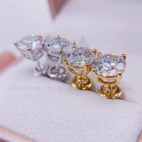 gra certificiated hot sell single stone solitaire earrings 10k real gold moissanite stud earrings with screw back - Image 6