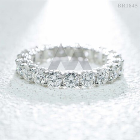 4MM Moissanite Eternity Ring 925 Silver White Gold Plated - Hip Hop Jewelry - Image 2