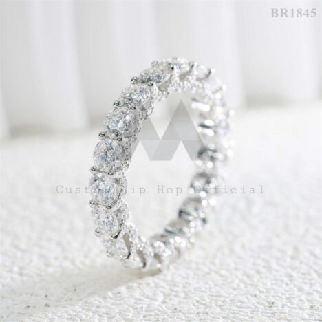 4MM Moissanite Eternity Ring 925 Silver White Gold Plated - Hip Hop Jewelry