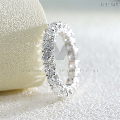 4MM Moissanite Eternity Ring 925 Silver White Gold Plated - Hip Hop Jewelry - Image 4