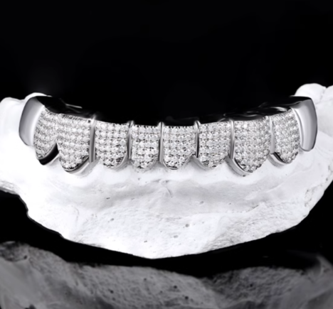 Men's 925 Silver Iced Out Moissanite Grillz - Custom Hip Hop Jewelry - Image 2