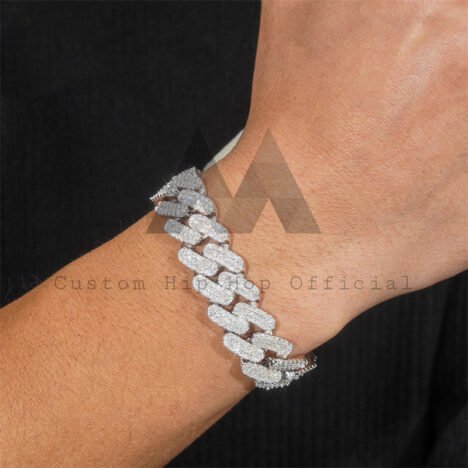 Men's 18MM VVS Moissanite Diamond Cuban Bracelet - Iced Out Three Rows Hip Hop Jewelry - Image 2