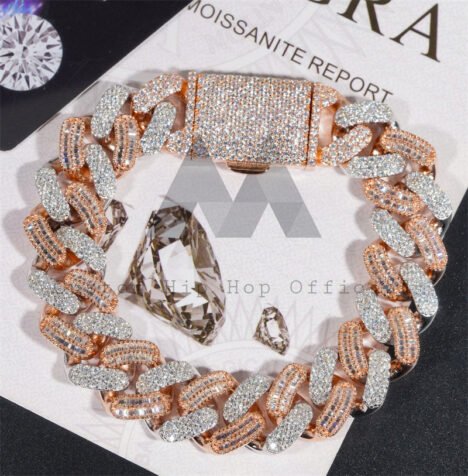 15MM Iced Moissanite Diamond Cuban Bracelet - Hip Hop Jewelry