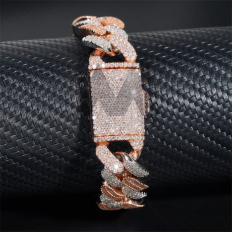 15MM Iced Moissanite Diamond Cuban Bracelet - Hip Hop Jewelry - Image 3