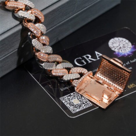 15MM Iced Moissanite Diamond Cuban Bracelet - Hip Hop Jewelry - Image 4