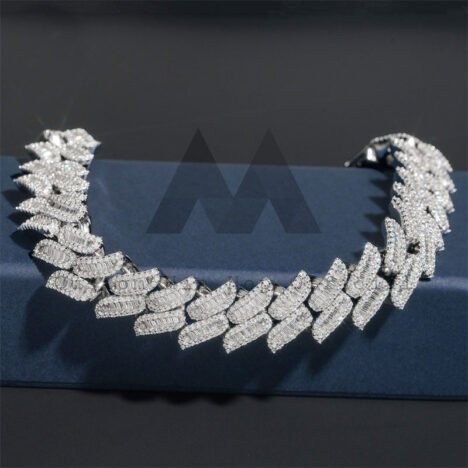 15MM Moissanite Cuban Link Bracelet - Silver Iced Out Baguette Diamond Style, Hip Hop Jewelry - Image 5