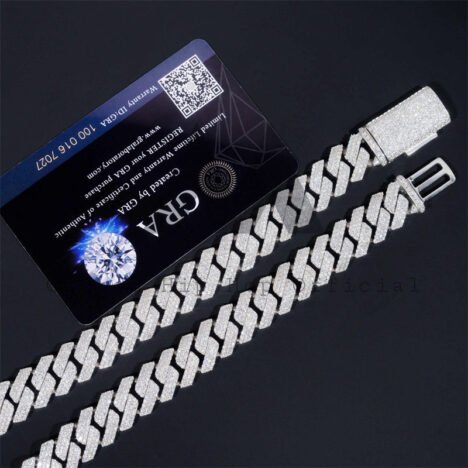 Men's 14MM Iced Out Cuban Link Chain | Sterling Silver & White Gold | Moissanite Hip Hop Jewelry - Image 5