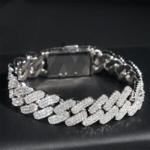 Men's 18MM VVS Moissanite Diamond Cuban Bracelet - Iced Out Three Rows Hip Hop Jewelry - Image 4