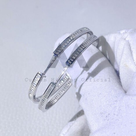 Women's 45MM Large Hoop Earrings with Baguette Moissanite Diamond - Hip Hop Jewelry - Image 2