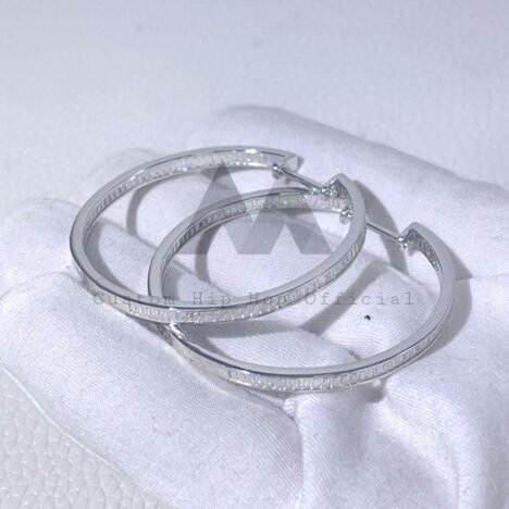 Women's 45MM Large Hoop Earrings with Baguette Moissanite Diamond - Hip Hop Jewelry - Image 3