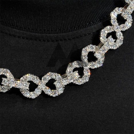 hip hop 15mm vvs moissanite infnity link chain iced out 925 silver white gold plated - Image 2