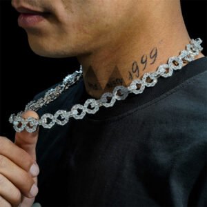 hip hop 15mm vvs moissanite infnity link chain iced out 925 silver white gold plated - Image 3
