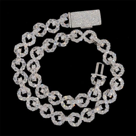 hip hop 15mm vvs moissanite infnity link chain iced out 925 silver white gold plated - Image 4