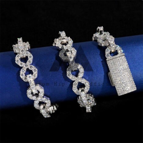hip hop 15mm vvs moissanite infnity link chain iced out 925 silver white gold plated - Image 5
