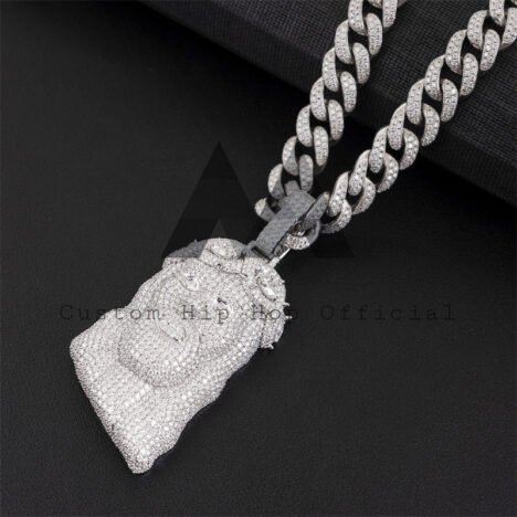 925 Silver White Gold 2.5" Iced Out Moissanite Jesus Pendant Hand Setting - Image 3
