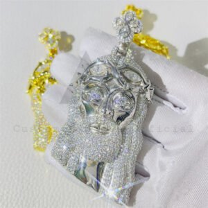 VVS Moissanite Jesus Pendant 2.5" Iced Out Hip Hop Jewelry 925 Sterling Silver" - Image 3