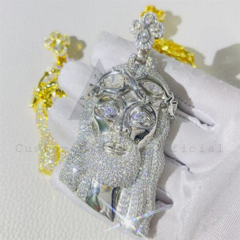 VVS Moissanite Jesus Pendant 2.5" Iced Out Hip Hop Jewelry 925 Sterling Silver" - Image 3