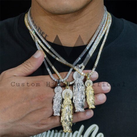 Iced Out Moissanite Jesus Pendant in 925 Silver, 3 Sizes for Men - Hip Hop Jewelry