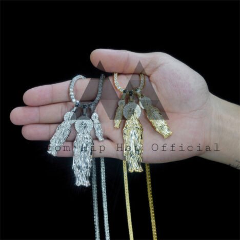Iced Out Moissanite Jesus Pendant in 925 Silver, 3 Sizes for Men - Hip Hop Jewelry - Image 4
