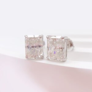 White Gold 925 Sterling Silver Pass Diamond Tester Women Jewelry Radiant Cut Moissanite Necklace Earrings Set - Image 3