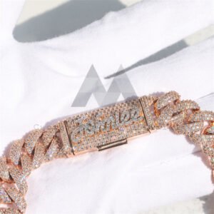 16MM Cuban Choker Name Necklace in Rose & White Gold with Moissanite - Image 2