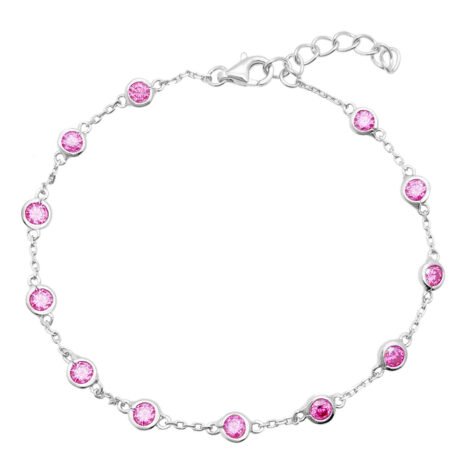3MM Pink Moissanite Bezel Necklace, Sterling Silver Hip Hop Jewelry