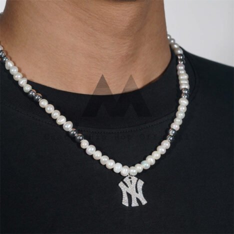 Stylish New Arrival Silver 925 8MM Fresh Water Pearl Moissanite Disc Ball Chain Necklace With Custom Charm - Image 2
