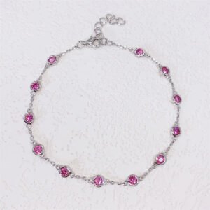 3MM Pink Moissanite Bezel Necklace, Sterling Silver Hip Hop Jewelry - Image 2