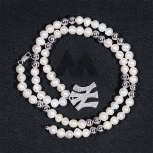 Stylish New Arrival Silver 925 8MM Fresh Water Pearl Moissanite Disc Ball Chain Necklace With Custom Charm - Image 3