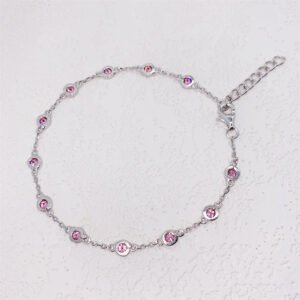 3MM Pink Moissanite Bezel Necklace, Sterling Silver Hip Hop Jewelry - Image 4