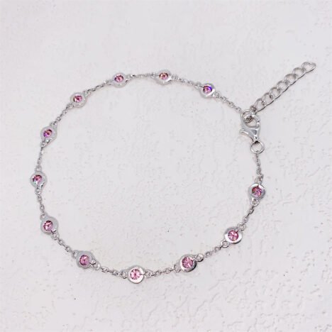 3MM Pink Moissanite Bezel Necklace, Sterling Silver Hip Hop Jewelry - Image 4