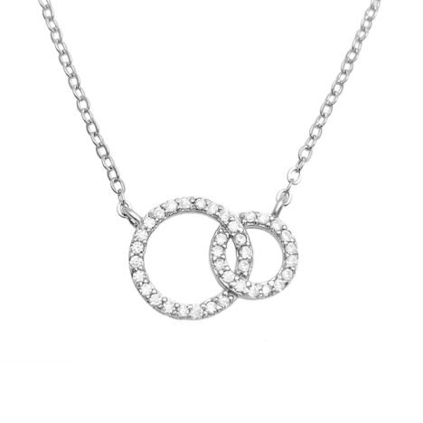 Women's 925 Silver Moissanite Double Circle Necklace - Elegant Jewelry Gift