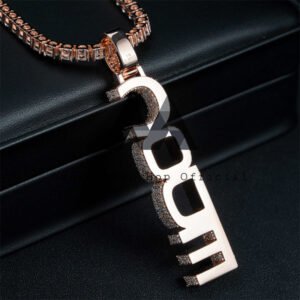 Rose Gold Moissanite Custom Name Pendant 2.5" Hip Hop Jewelry" - Image 3