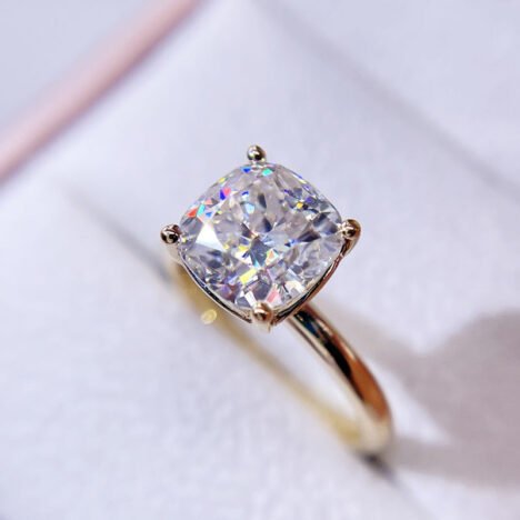 10K 14K 18K Real Gold Moissanite Diamond Ring Cushion Cut 3CT GRA Certificated - Image 2