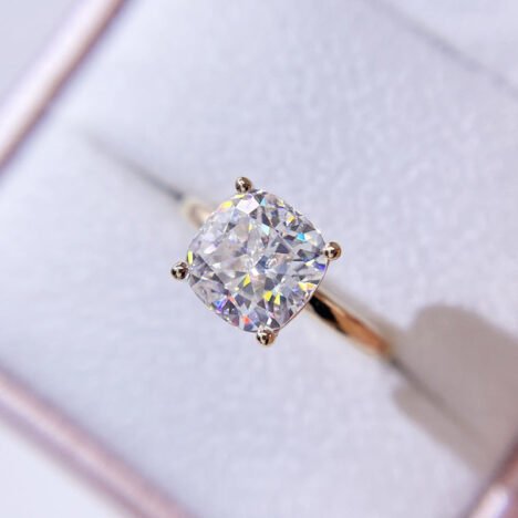 10K 14K 18K Real Gold Moissanite Diamond Ring Cushion Cut 3CT GRA Certificated - Image 3