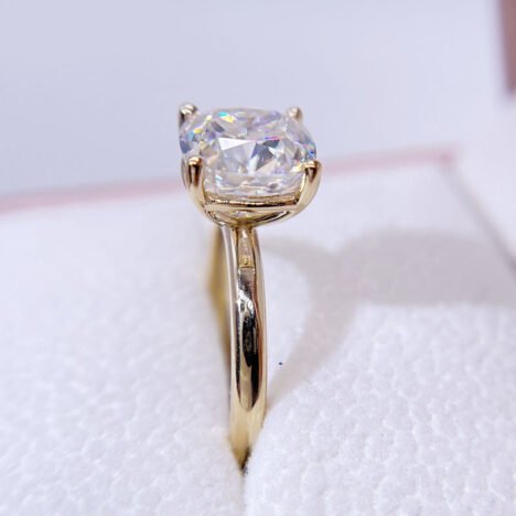 10K 14K 18K Real Gold Moissanite Diamond Ring Cushion Cut 3CT GRA Certificated - Image 4