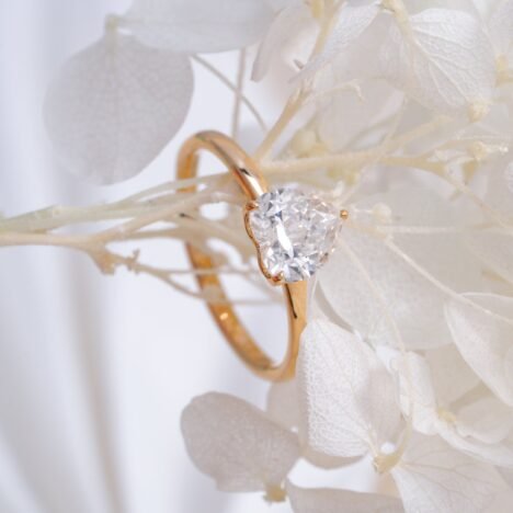 10K 14K 18K Real Gold 4 Prongs Classic Design Heart Cut Moissanite Ring For Women - Image 3