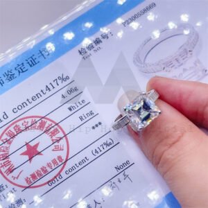 fashion design 10k white gold asscher cut engagement ring vvs moissanite diamond - Image 2