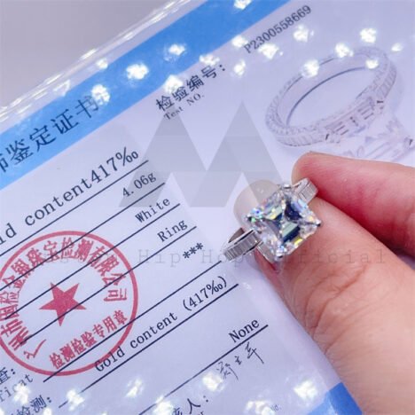fashion design 10k white gold asscher cut engagement ring vvs moissanite diamond - Image 2