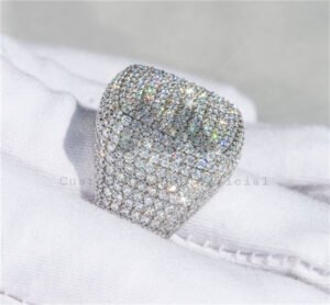 Hip Hop 10K Solid Gold VVS Moissanite Ring Fully Iced Rapper Jewelry - Image 2