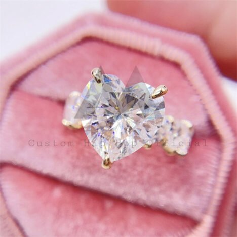 Women Jewelry VVS Heart Cut Moissanite Engagement Ring 925 Silver 10K 14K 18K Yellow Gold - Image 2