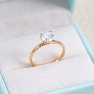 10K 14K 18K Real Gold 4 Prongs Classic Design Heart Cut Moissanite Ring For Women - Image 5