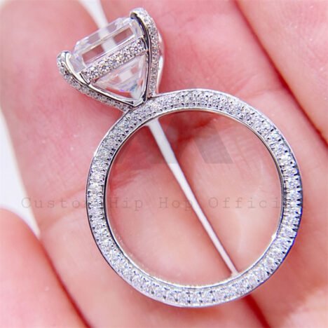 fashion design 10k white gold asscher cut engagement ring vvs moissanite diamond - Image 3