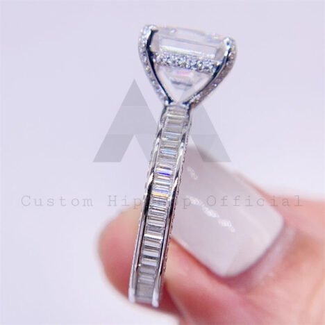 fashion design 10k white gold asscher cut engagement ring vvs moissanite diamond - Image 4