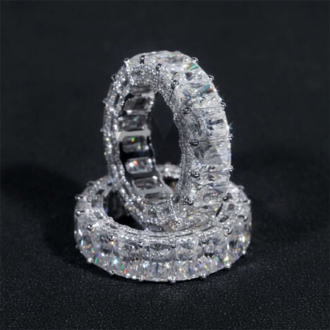 10K White Gold Moissanite Eternity Band - Unisex Hip Hop Ring