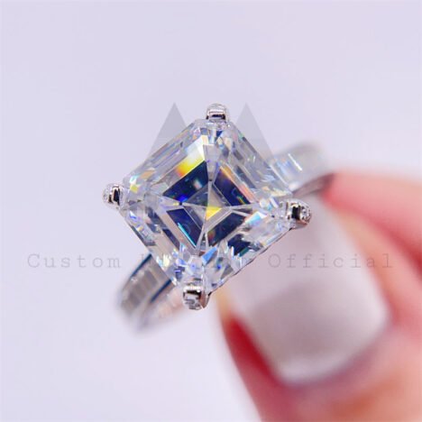 fashion design 10k white gold asscher cut engagement ring vvs moissanite diamond - Image 5