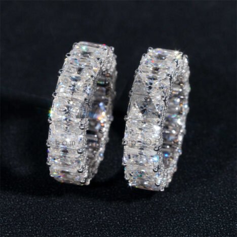 10K White Gold Moissanite Eternity Band - Unisex Hip Hop Ring - Image 5