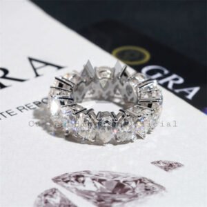 Moissanite Eternity Ring 925 Sterling Silver Pear Cut Upside Down Design - Image 5